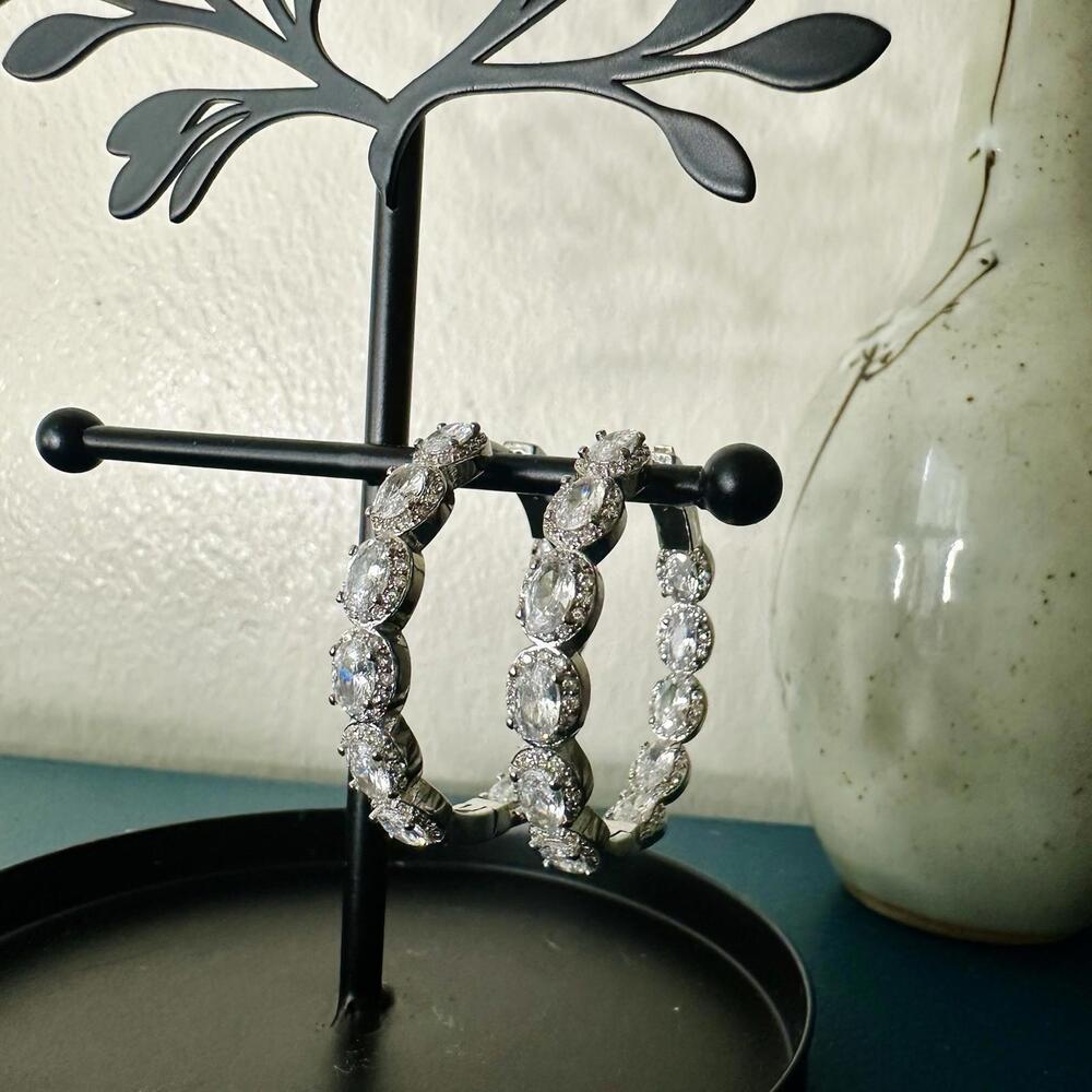 Harper Ray Crystal Hoop Earrings - Picture 8 of 9